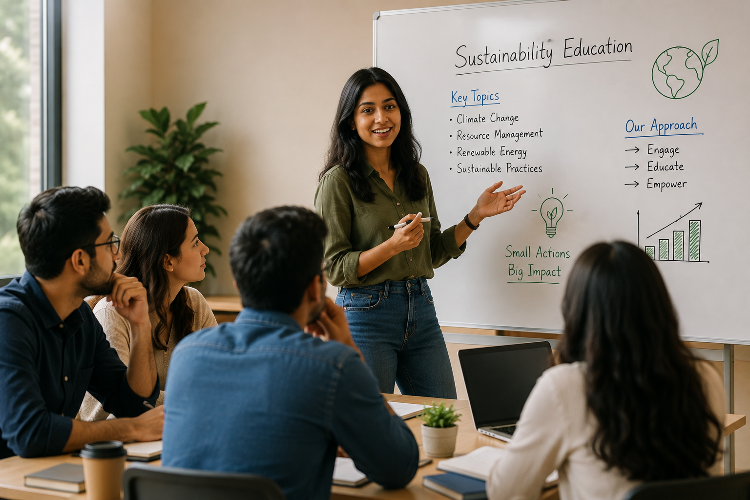 An instructor teaching a sustainability session
